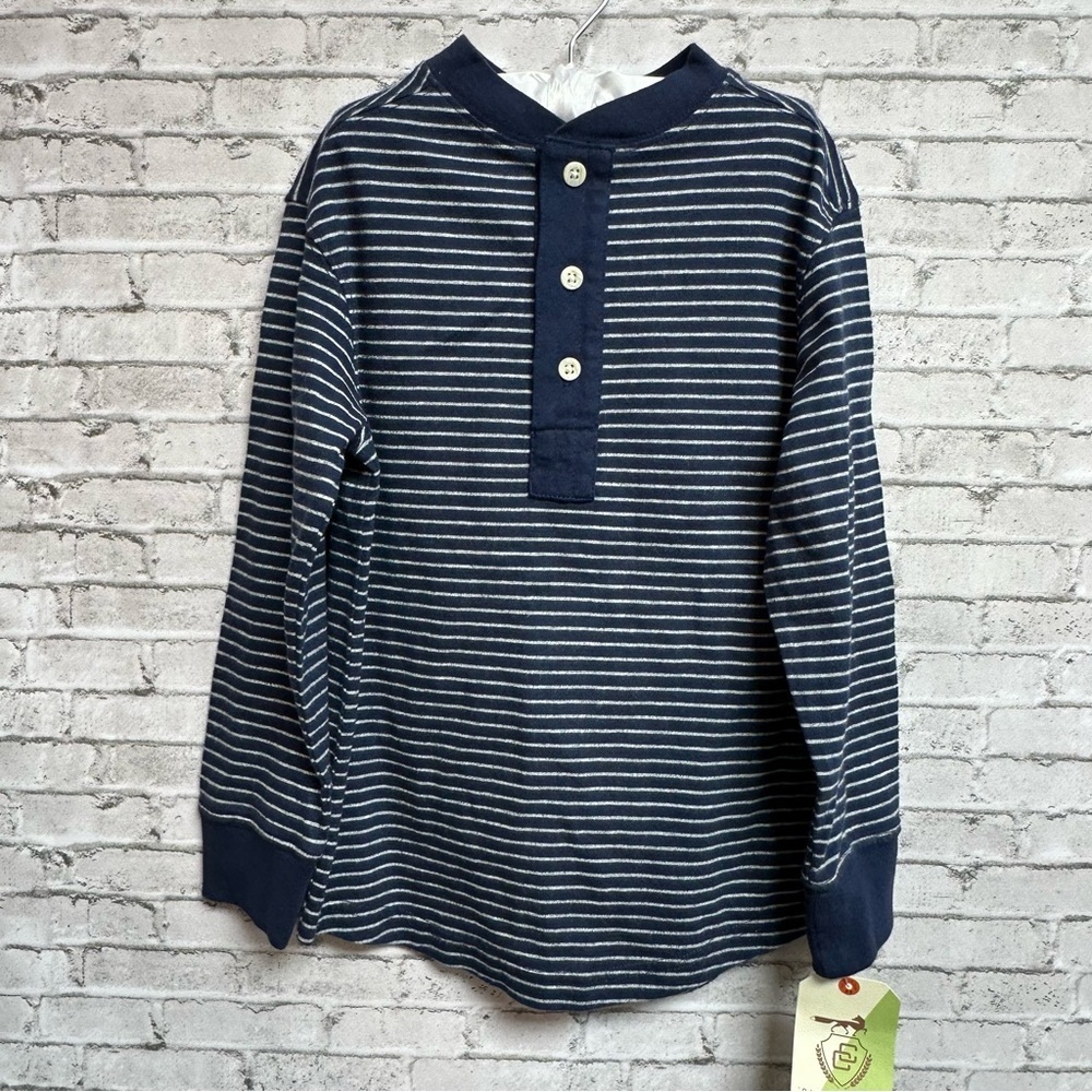Class Club Boys 4/5 Navy Striped Shirt Long Sleeve 3 Button NEW NWT